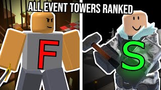 Ranking all event towers in tds (updated)