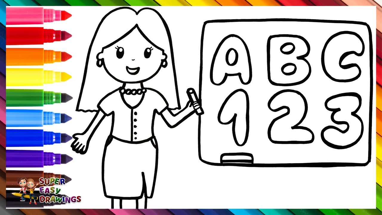 How To Draw A Teacher ‍ Drawing And Coloring A Teacher ...