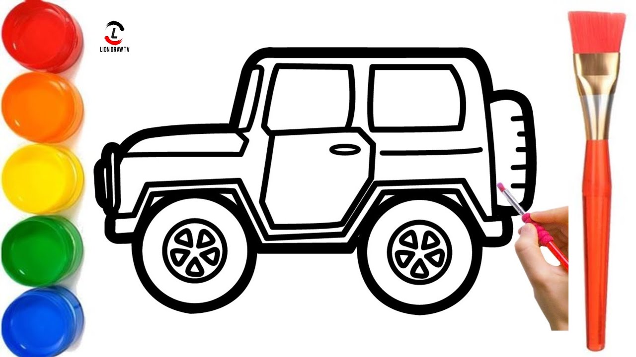 How to Draw jeep drawing, Painting and Coloring for Kids & Toddlers ...