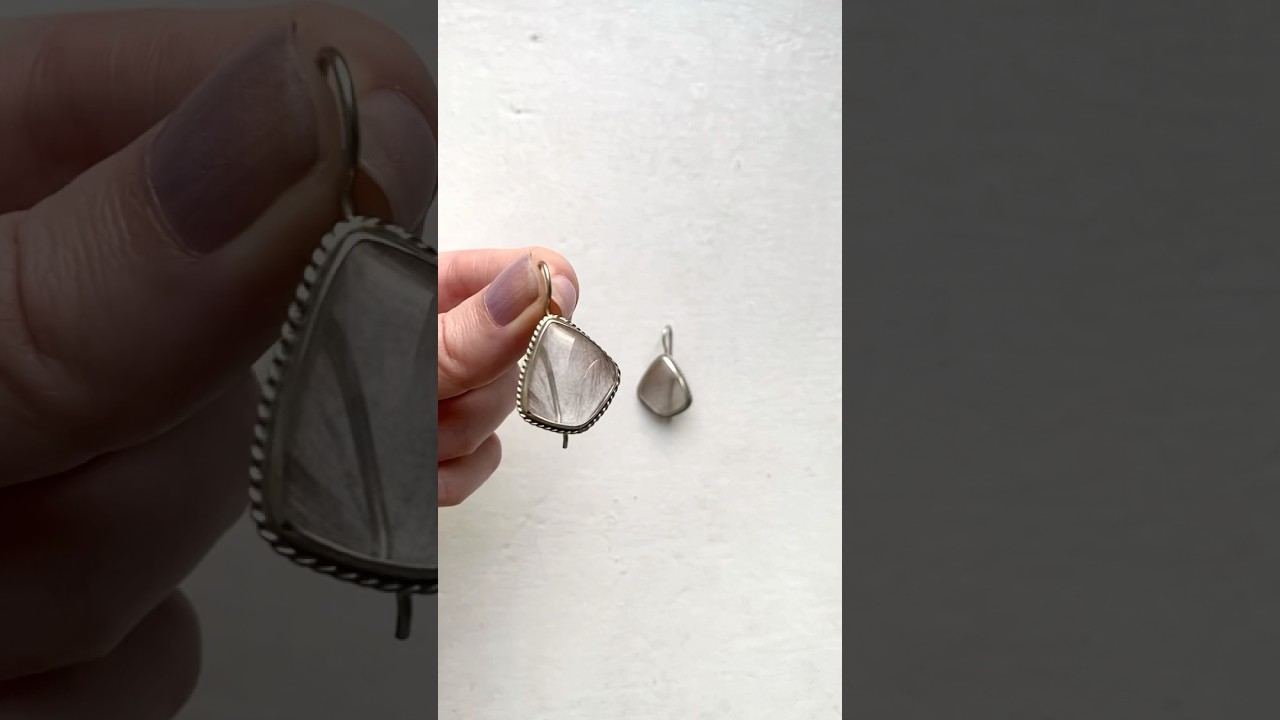 Серьги с кварцем-волосатиком рутиловым ромб 4935 