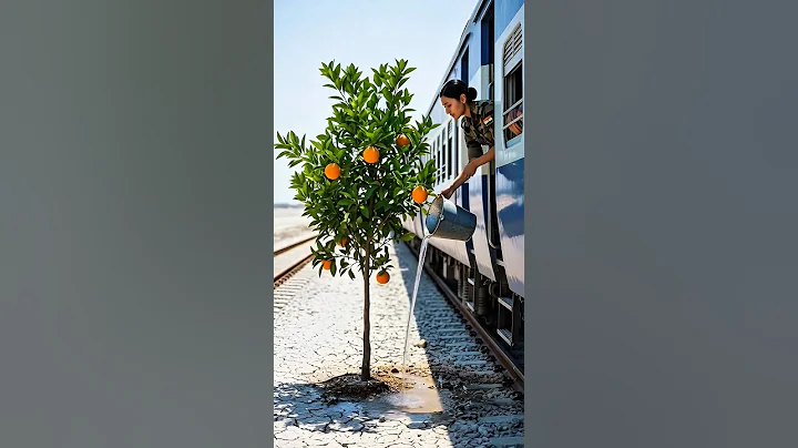 Lady Soldier saved the orange tree from drying up by watering it #ai #plants #save #watering