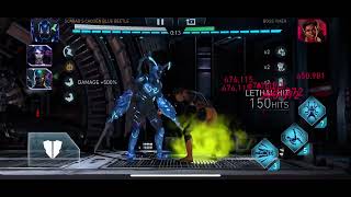 Scarab’s Chosen Blue Beetle w/ Batrangs. Heroic 7 Vixen. This is Magic Solo Raid. Injustice 2 Mobile