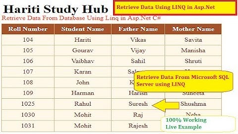 Retrieve Data Using Linq ( Linq to SQL ) in Asp.Net C# | Hindi | Free Online Learning Classes