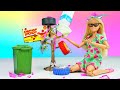 Видео куклы Барби - Уборка в доме Barbie! Подарок для Кена из мусора?! - Весёлые игры для девочек