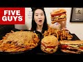 Eating Five Guys Animal Style Fries! Double Cheeseburger, Cheese Hotdog & Cajun Fries - Mukbang Asmr