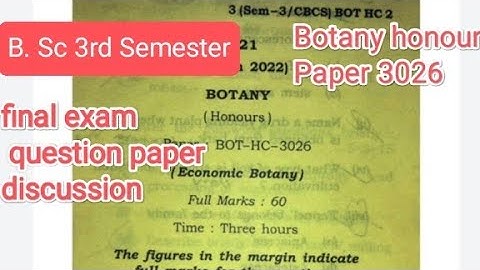 B. Sc 3rd Semester Botany honours 3026 Q. Paper Discussion| Bot-HC-3026 | GU