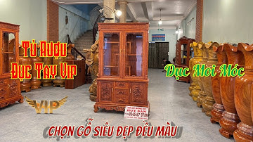 Hàng Vip Tủ Rượu 1m25 Đục Kênh Bong Gỗ Hương Đá Chọn Gỗ Siêu Đep