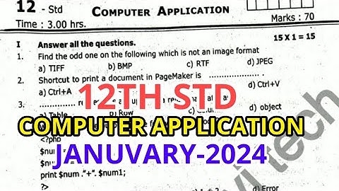 12th Std Computer Application First Revision Test January-2024 official Original Question paper