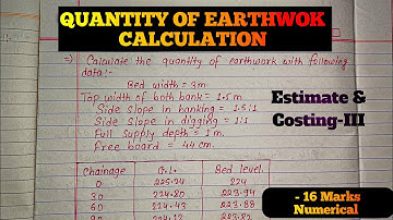 EARTHWORK QUANTITY CALCULATION - ESTIMATE 6TH SEM NUMERICAL (16 MARKS) | @Er.dipesh186