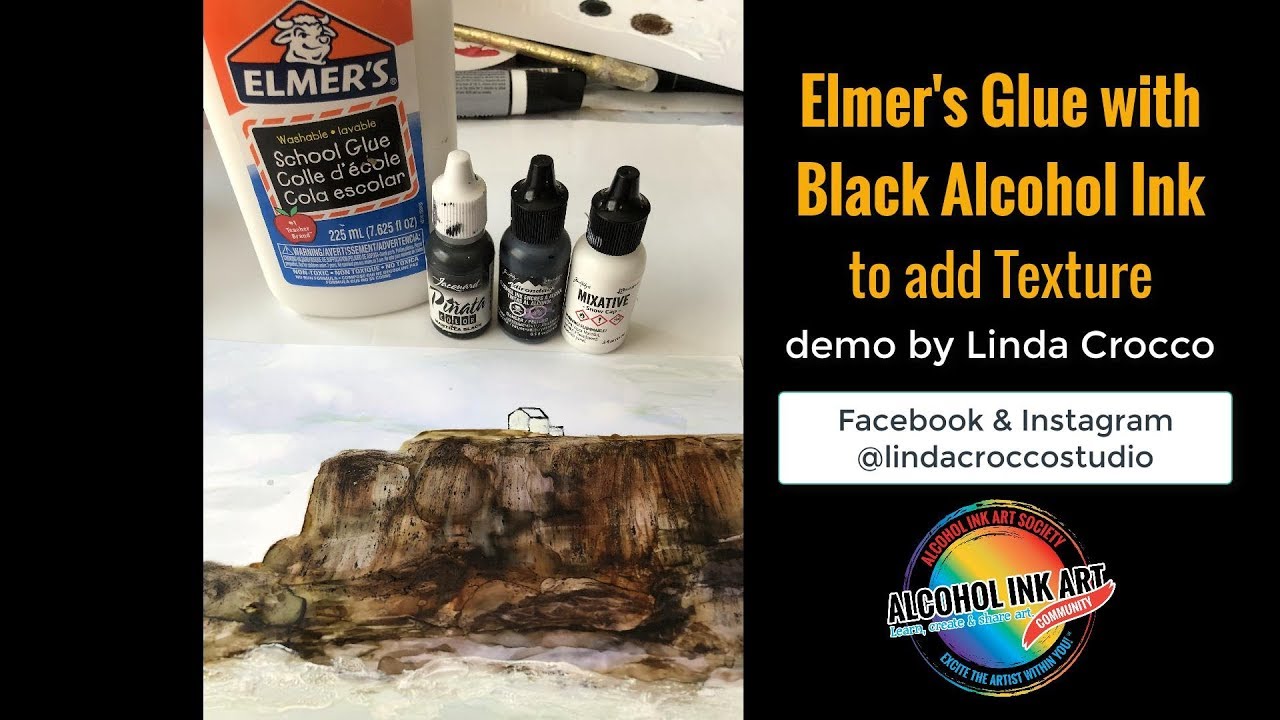 Elmer's Glue with Black Alcohol Ink for Texture 