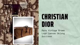 Authentic Pre-Loved Rare Vintage Brown Logo Canvas Oblong Suitcase by Christian Dior