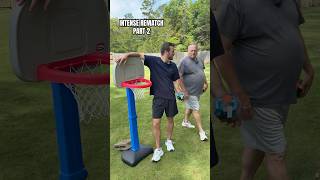 Using a kids hoop to rematch my dad in horse 😂 #dad #basketball #professorpops #horse #part2