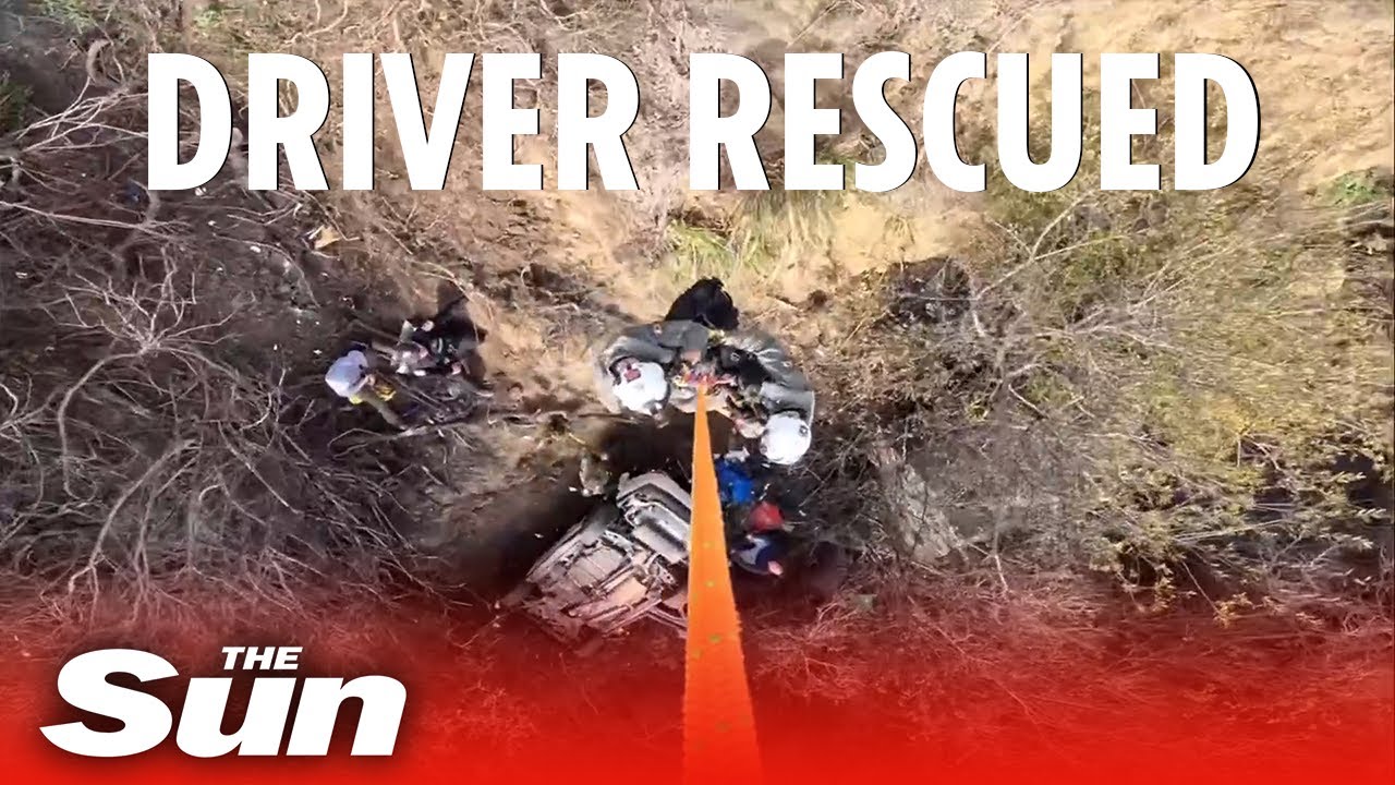 California driver air rescued after car went off CLIFF - YouTube