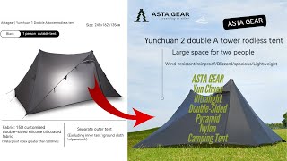 ASTA GEAR Yun Chuan Ultralight Double-Sided Pyramid Nylon Camping Tent