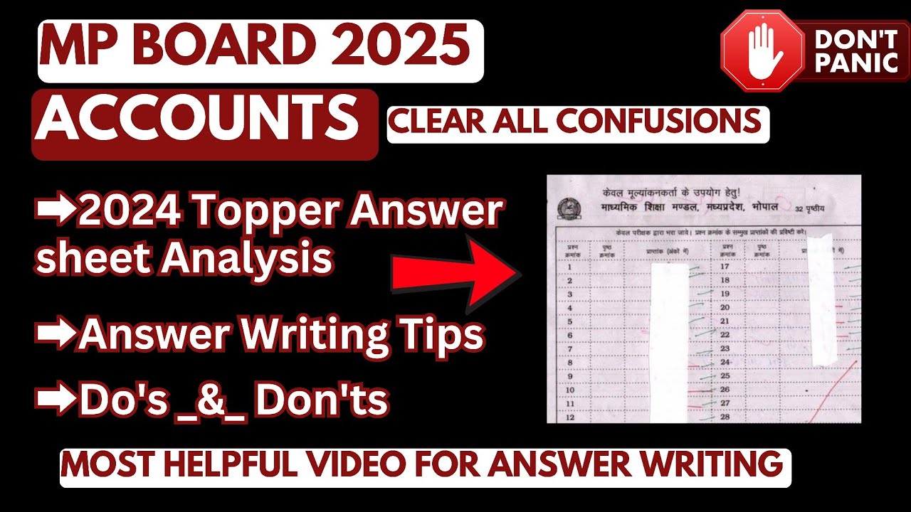 Accounts 2024 Topper Answer Sheet Analysis + Answer Writing Tips| MP Board Exams | Score Full Marks