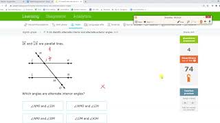 ixl 8th O.16 Identify alternate interior and alternate exterior angles (v20.12a)