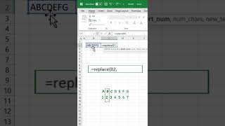 #excelfunctions Use the function replace to replace a text string by another one, #exceltips