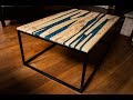 Pallet wood & metallic blue epoxy coffee table