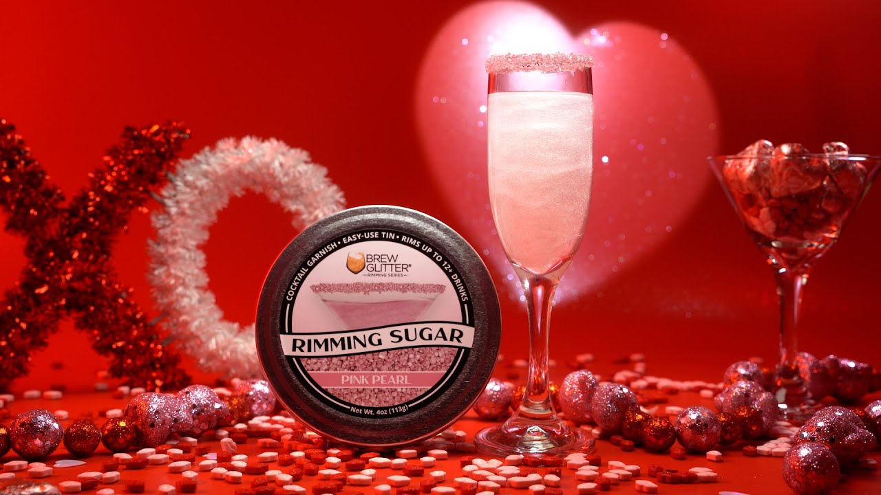 Brew Glitter - Pink Pearl Rimming Sugar for a Valentine's Day Cocktail