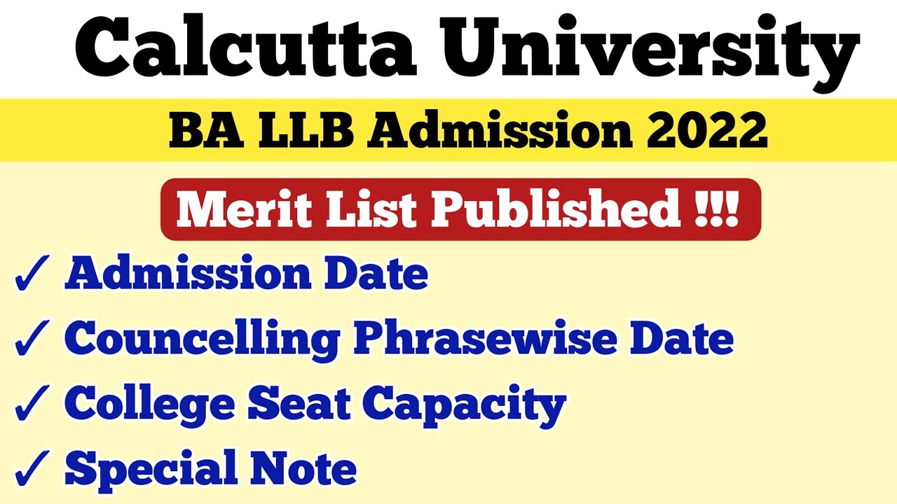 Calcutta University BA LLB Merit List 2022 | Phrase wise Admission Date ...