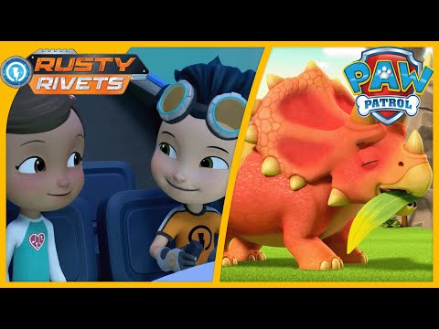 RUSTY'S DINO ISLAND & PAW PATROL VISIT DINO ISLAND | PAW PATROL AND RUSTY RIVETS COMPILATION