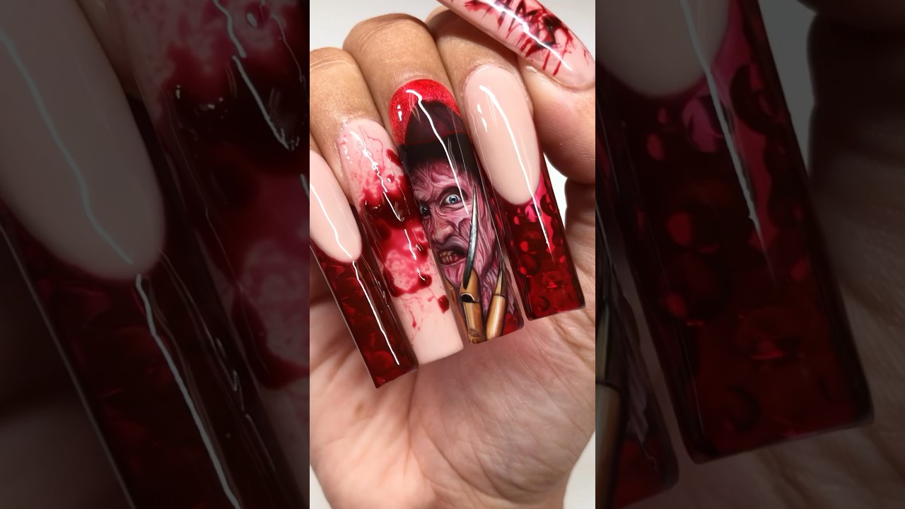 NIGHTMARE on ELM STREET NAILS⁉️😳🥵 #nailartist #naildesign #nailsart #nails