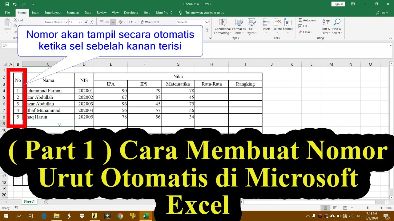 Cara Membuat Angka Berurutan Otomatis Di Excel