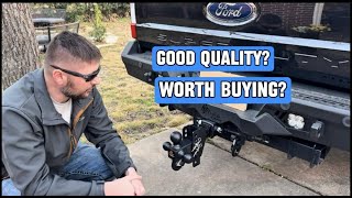 Mmtowus Adjustable Trailer Hitch -Drop Hitch -Tri Ball Mount with Hook (1-7/8'', 2''&2-5/16''), Fits