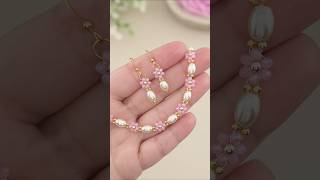 Pink Crystal FLOWER Pearl Drop Earrings 🌸 Easy DIY Beaded DAISY Earring Tutorial!