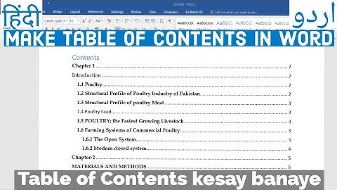 How To Create Table of Contents in MS Word | Table of Contents For Thesis in Urdu Hindi
