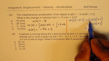 Q3 Kinematics Find displacement at t = 6 from acceleration by Integration