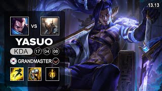 Yasuo vs Pantheon Mid - KR Grandmaster - Patch 13.13 Season 13