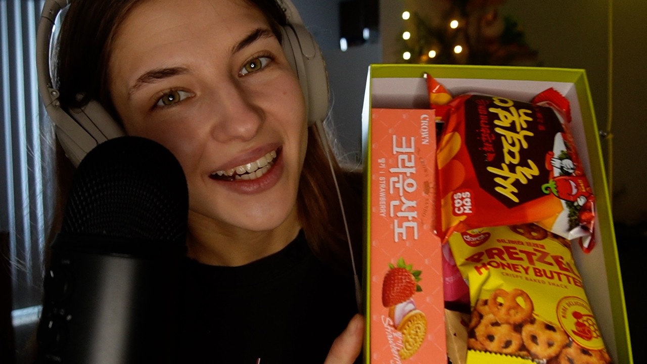 ASMR Korean Snack Box 🎄 Christmas Edition | Unboxing & Eating Sounds