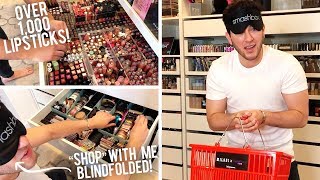 Shopping my Beauty Room... BLINDFOLDED CHALLENGE! Full Face of HELP!
