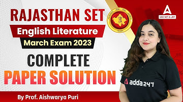 Rajasthan SET Exam 2023 | English Rajasthan SET Complete Paper Analysis By Prof. Aishwarya Puri