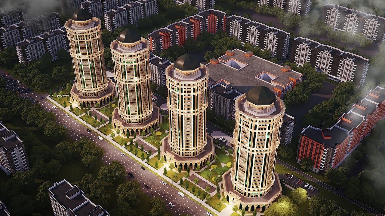 В Грозном строится около 100 многоквартирных домов - YouTube