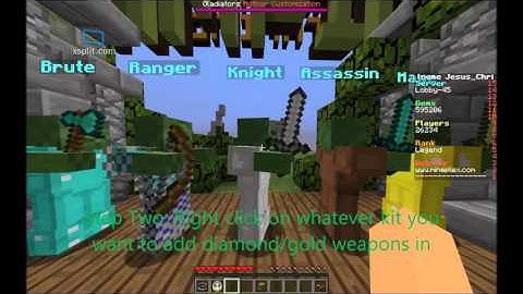 Mineplex Champions- How to equip Diamond and Gold weapons