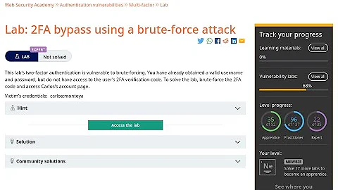 Web Security Academy | Authentication | 14 - 2Fa Bypass Using A Brute-Force Attack