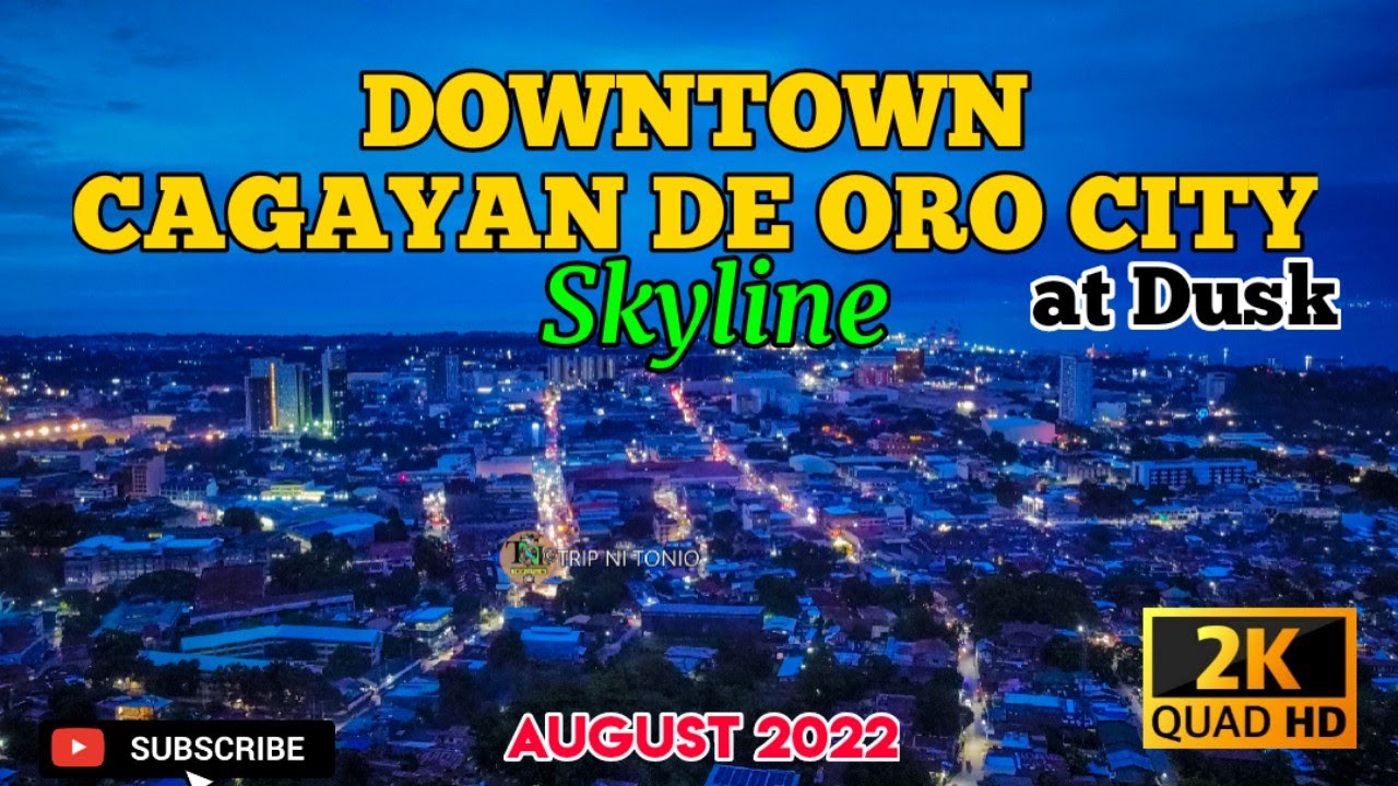 Downtown Cagayan de Oro City Skyline at Dusk Aerial Shots Central
