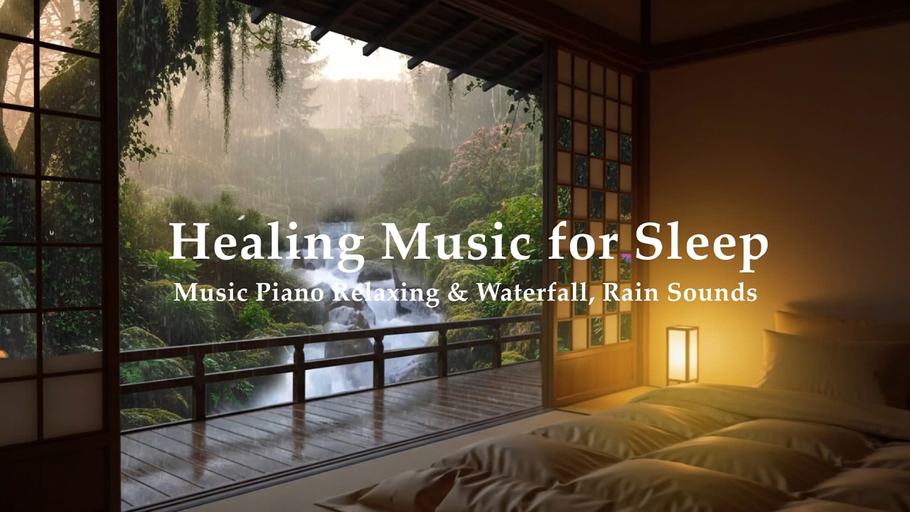 3 Hours Relaxing Sleep Piano with Rain Sounds & Waterfall Sounds Eliminate Stress