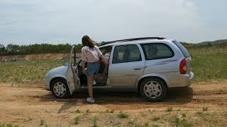Chinese Student Girl Pedal Pumping Revving An Old Car Part 1