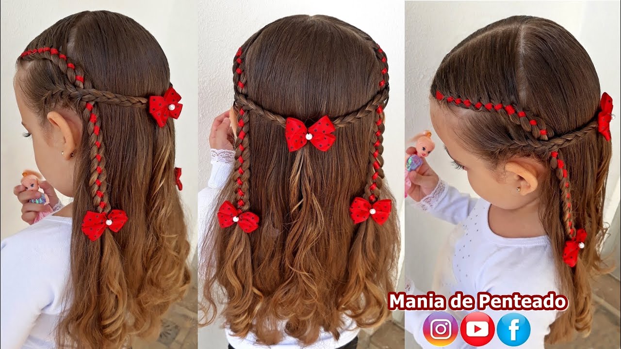 Penteado Infantil Fácil com Tiara em Tranças de Duas Pontas