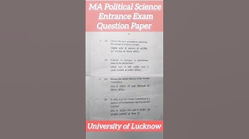 Political Science Question Paper MA entrance exam #lucknowuniversity #masters #degree