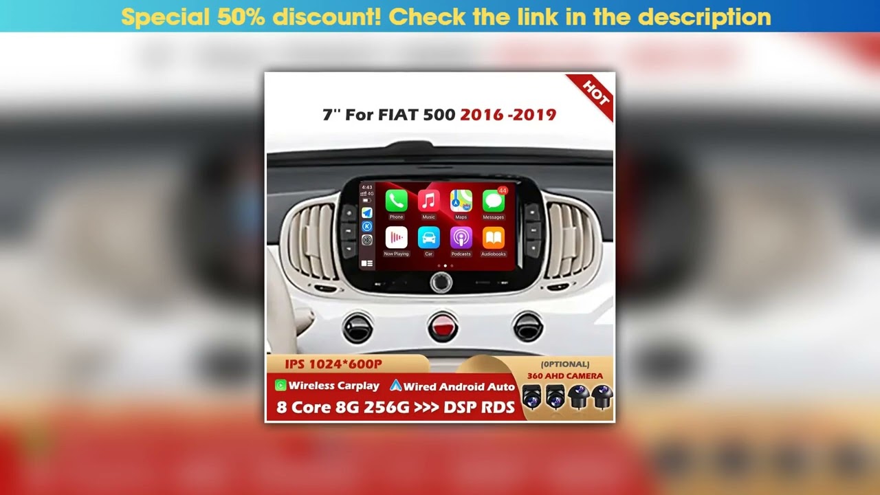Best Seller 7" Car Radio For FIAT 500 2016 2017 2018 2019 GPS Navigation Android Auto Carplay Multi