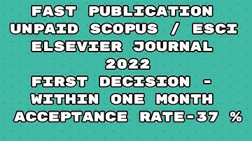 Fast Publication unpaid best scopus indexed / ESci Journal | Fast publication 2022 Springer journal