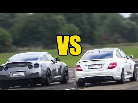 Mercedes Benz C63 AMG Vs Nissan GTR R35 - RACE!