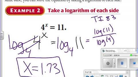 Solving equations using Logarithms 4.6 day 1 video: Algebra 2