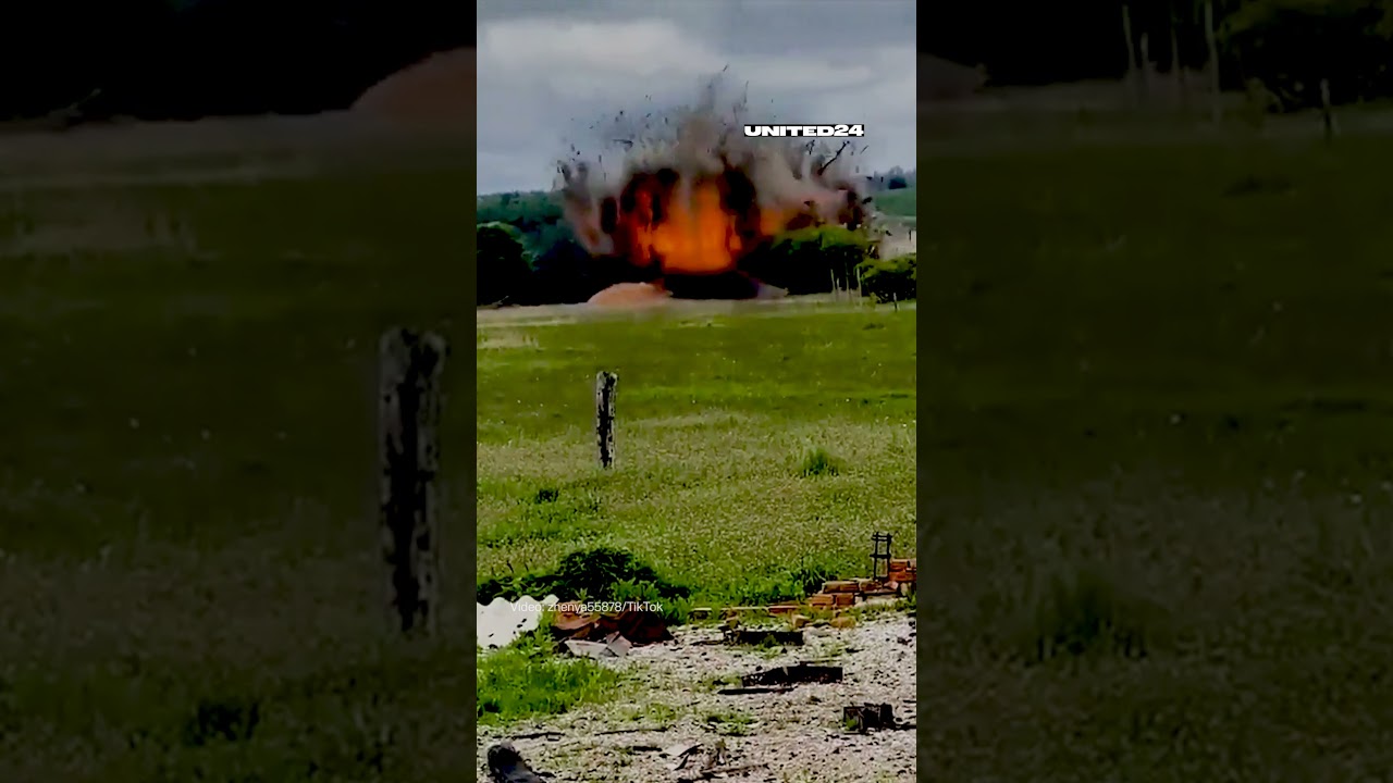 Huge Explosion of a Field Warehouse With Ammunition for Russian Troops 