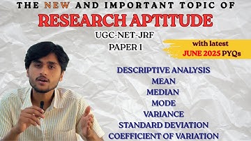 RESEARCH APTITUDE | Mean, Median, Mode, Standard Deviation |  Important topic with June 2025 PYQs