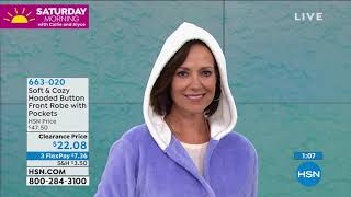 Soft   Cozy Hooded Button Front Robe with Pockets screenshot 4